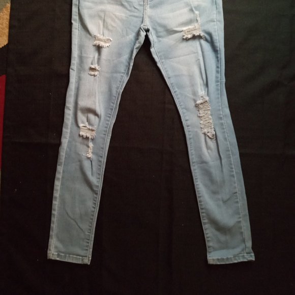 NWOT Track 23 Jeans Women's Blue Skinny Mid Rise Denim Distressed Jean Size 13 - Picture 4 of 9